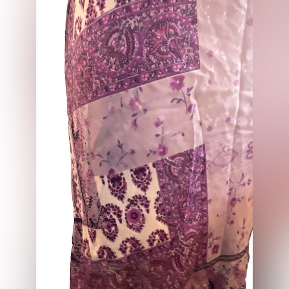 MY MICHELLE | PAISLEY MULTI PATTERN 2 LAYER PURPLE MIDI SKIRT - Picture 2 of 5